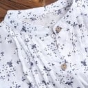 Camisa larga de lino para mujer con pequeño estampado floral y manga larga Cuello con botones Se puede llevar también como vestido 8