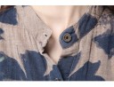 Camisa longa feminina com estampado floral e gola alta As mangas longas podem ser dobradas Fecho com botões Algodão com poliéster Sobreposição 3