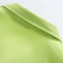 Camisa longa feminina em verde limão Corte oversized solto com ombros caídos Fecho com botões de metal Colarinho clássico Poliéster 4