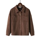 Camisa oversize para mujer para clima frío Dos bolsillos en el pecho y cierre con botones Aspecto de ante mate Algodón con poliéster 4