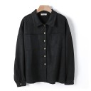 Camisa oversize para mujer para clima frío Dos bolsillos en el pecho y cierre con botones Aspecto de ante mate Algodón con poliéster 2