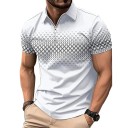 Camisa polo de hombre con cremallera Cuello en V Manga corta Unicolor con patrón sutil Poliéster Estilo elegante 1