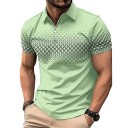 Camisa polo de hombre con cremallera Cuello en V Manga corta Unicolor con patrón sutil Poliéster Estilo elegante 5