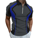 Camisa polo de hombre con cremallera y escote en V, con cuello, de manga corta, con estampado de colores, de poliéster, camisa polo veraniega estilosa 2