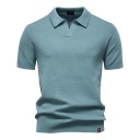 Camisa polo de hombre de manga corta con cuello Camiseta elegante de un solo color de poliéster y viscosa para uso diario 8