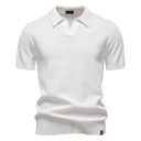 Camisa polo de hombre de manga corta con cuello Camiseta elegante de un solo color de poliéster y viscosa para uso diario 7