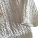 Camisa polo de mujer beige Tejido de punto Escote en V con cuello y botones Top de viscosa de un solo color 3