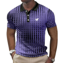 Camisa polo masculina con cuello y botones de manga corta diseño sencillo estampado de caballo en el pecho poliéster estilo para cada día 7