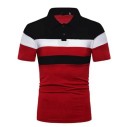 Camisa polo para hombre de manga corta con cuello y botones Camiseta elegante a rayas de poliéster para uso diario 8