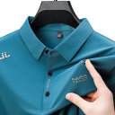 Camisa polo para hombre de manga corta con cuello y botones Camiseta elegante de un solo color de poliéster para uso diario 6