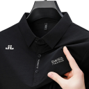 Camisa polo para hombre de manga corta con cuello y botones Camiseta elegante de un solo color de poliéster para uso diario 1
