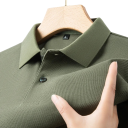 Camisa polo para hombre de manga corta Diseño de un solo color Cierre de botones Cuello Material de algodón Base estilosa del guardarropa 12