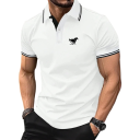 Camisa polo para hombre de manga corta Unicolor Estampado de caballo en el pecho Cuello Botones Poliéster Corte clásico 3