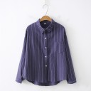 Camisa riscada feminina de manga longa 6