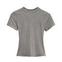 Camiseta ajustada de manga corta para mujer Escote redondo sencillo Elegante top elástico para uso casual Camiseta de corte ajustado 6