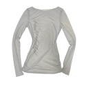 Camiseta ajustada de manga larga para mujer Material elástico suave Estampado elegante en la espalda Top cómodo para el trabajo y el ocio 7