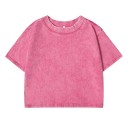 Camiseta corta rosa para mujer, top corto de manga corta, estilo urbano, ajuste cómodo, material de algodón, ropa informal de verano a la moda. 5
