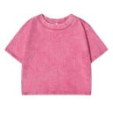 Camiseta corta rosa para mujer, top corto de manga corta, estilo urbano, ajuste cómodo, material de algodón, ropa informal de verano 4