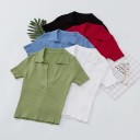 Camiseta curta feminina com colarinho 2