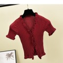 Camiseta curta feminina franzida 11