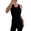 Camiseta de algodón para mujer con tirantes anchos y escote redondo, top cómodo de color sólido de algodón natural para uso diario 4