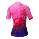 Camiseta de ciclismo para mujer de manga corta, rosa-púrpura con patrón geométrico, para ciclismo y deporte 2