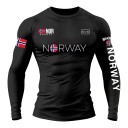 Camiseta de compresión ajustada para hombre con manga larga y corte elástico con estampado de Norway y banderas noruegas en el pecho 1