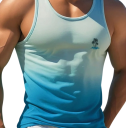 Camiseta de hombre arcoíris Material de poliéster Escote redondo Estampado de palmera en el pecho Diseño veraniego Corte ligero 1