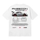 Camiseta de hombre con diseño de coche de carreras y dibujo técnico en la espalda y pequeño estampado en el pecho con mangas cortas y corte 8