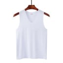Camiseta de hombre con escote en V Camiseta de poliéster y seda de un solo color Material ligero y transpirable para el verano 9