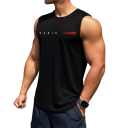 Camiseta de hombre negra con cuello redondo y estampado Paris de poliéster Top ligero de verano para deporte tiempo libre ciudad 1