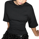 Camiseta de manga corta para mujer Corte holgado Top de moda Camiseta de cintura elegante Camiseta cómoda para uso diario Estilo básico 3