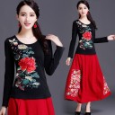 Camiseta de manga larga con estampado floral para mujer 2