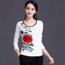Camiseta de manga larga con estampado floral para mujer 5