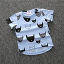 Camiseta de menina com caricatura de gatinhos J1904 2