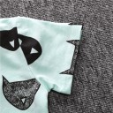 Camiseta de menina com caricatura de gatinhos J1904 7