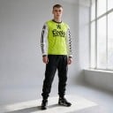 Camiseta de motocross y camiseta deportiva de manga larga con estampado en color verde con mangas blancas para conducir una moto de campo 2