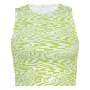 Camiseta de mujer con diseño sencillo Crop top Escote redondo Tirantes anchos Poliéster spandex top moderno y cómodo 2