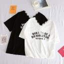 Camiseta de mujer con encaje y estampado 4