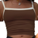 Camiseta de mujer de tirantes finos escote redondo camiseta de verano de poliéster y spandex top cómodo y elástico 2