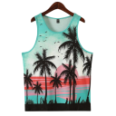 Camiseta de playa para hombres Material de poliéster Escote redondo Diseño de palmeras y playa Diseño veraniego Corte ligero 2