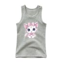 Camiseta de verano sin mangas para niñas 100% algodón Camiseta de un solo color con dibujo de gato Top de princesa adorable para niños 6