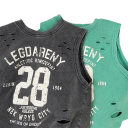 Camiseta de verano sin mangas para niño 100% algodón Perforada transpirable con estampado y texto Camiseta deportiva estilosa de varios colores 3