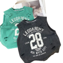 Camiseta de verano sin mangas para niño 100% algodón Perforada transpirable con estampado y texto Camiseta deportiva estilosa de varios colores 8