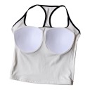 Camiseta deportiva de mujer con copas incorporadas y escote cuadrado con espalda racerback en corte alargado para pilates y tiempo 18