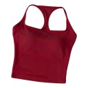 Camiseta deportiva de mujer con copas incorporadas y escote cuadrado con espalda racerback en corte alargado para pilates y tiempo 14