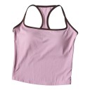 Camiseta deportiva de mujer con copas incorporadas y escote cuadrado con espalda racerback en corte alargado para pilates y tiempo 9