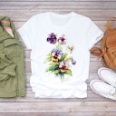 Camiseta feminina com estampado de flores B374 16
