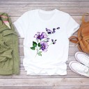 Camiseta feminina com estampado de flores B374 19