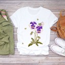 Camiseta feminina com estampado de flores B374 3